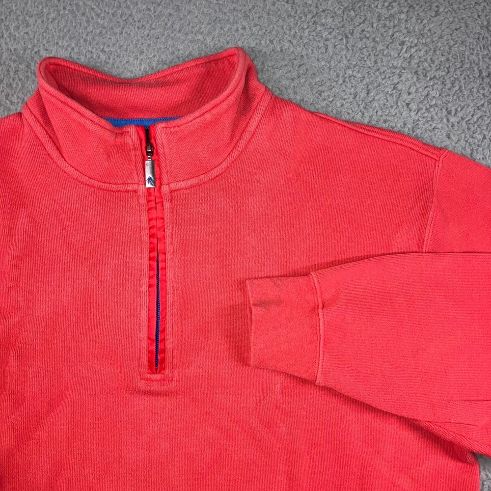Orvis Quarter Zip Sweatshirt Men XL Red Salmon Pullover Mock Neck Logo Outdoor